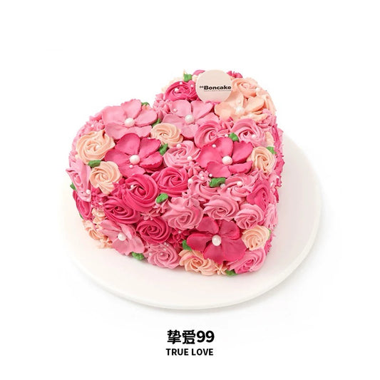 True Love Flower Heart Cake 6"