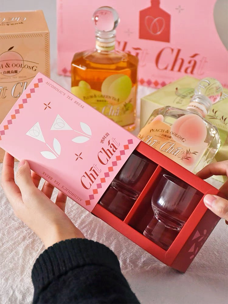 Chitchat Tea & Wine Gift Bag (White Peach Oolong girl fruit wine gift box)-Delivery needed 1-3days