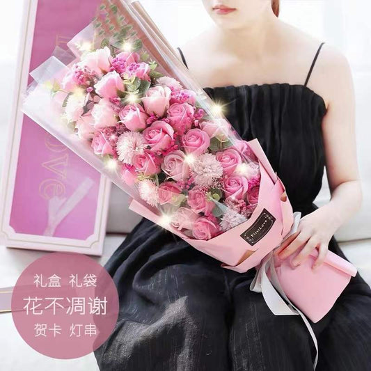 Eternal Rose Soap Bouquet Gift Box in Pink- shipping takes 1-4 days