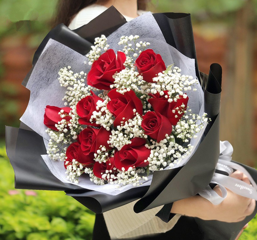 Love 11 Red Roses Bouquet Flowers Delivery to  Guangzhou/Wuhan/Shanwei/Hengyang of China – SammyGift