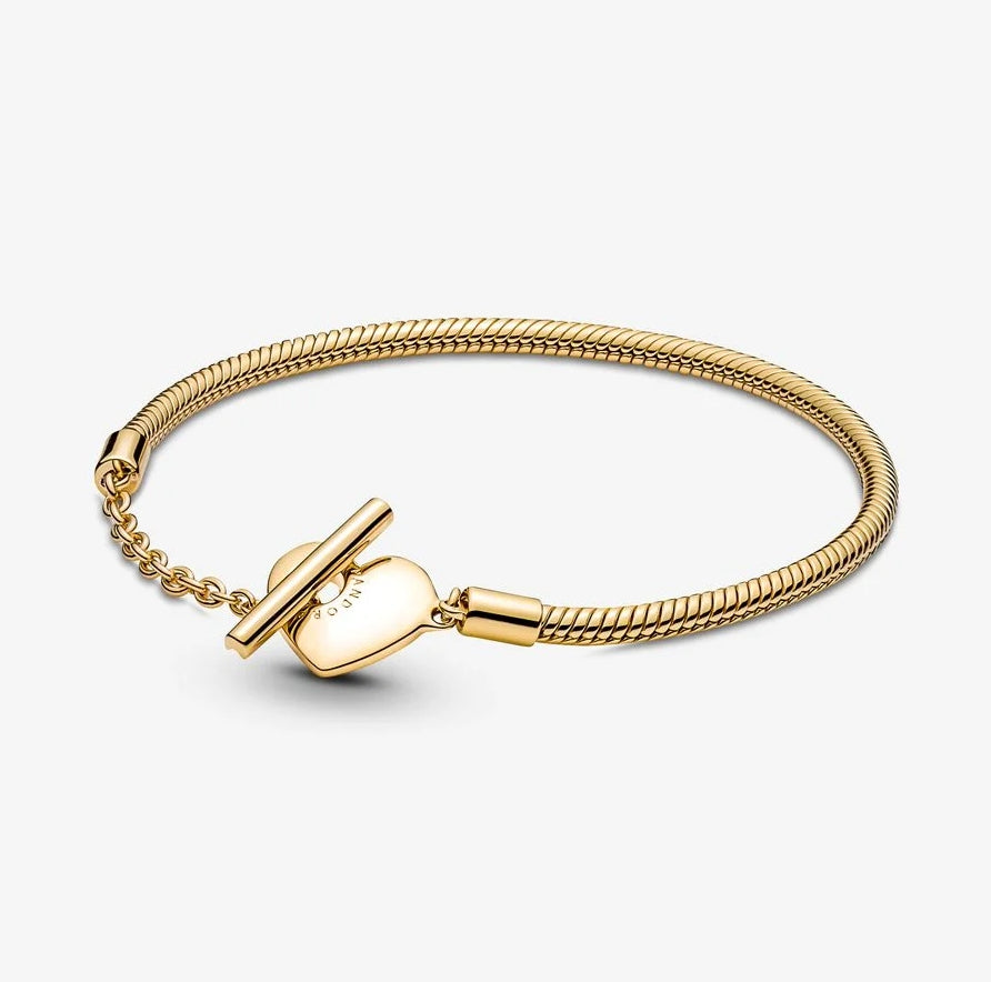 Heart-shape T-shape Buckle snake bone chain bracelet