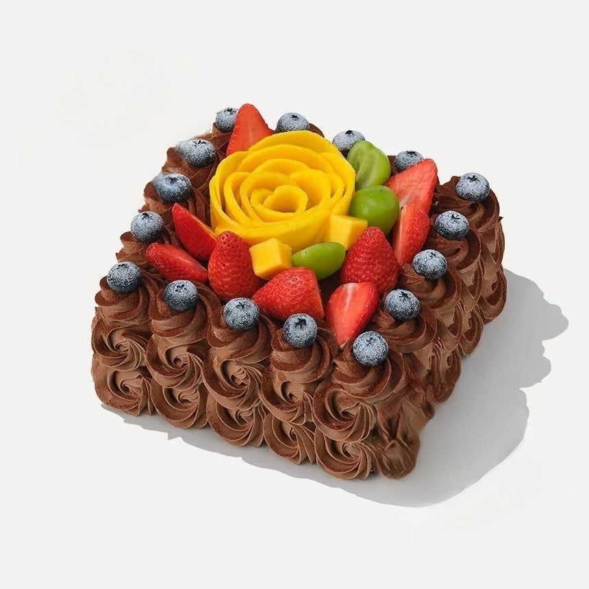 Chocolate & Fresh Fruit Birthday Cake