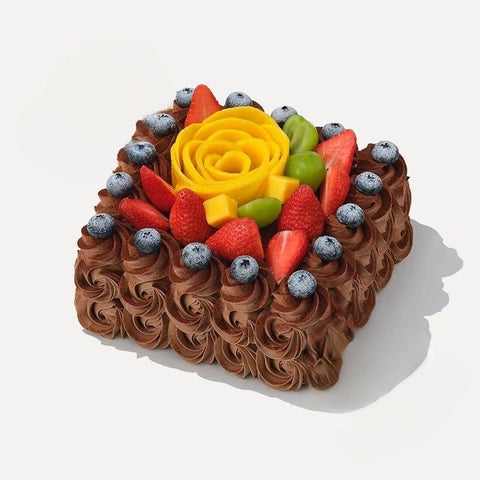 Chocolate & Fresh Fruit Birthday Cake