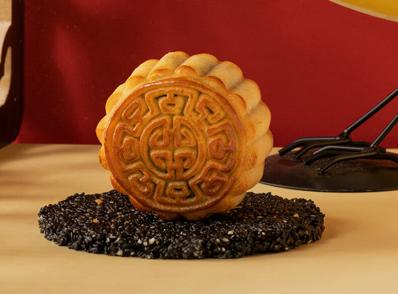 Golden Autumn Cantonese Mooncake Gift Box with Egg Yolk, White Lotus, and Bean Paste - Delivery Takes 1-3 Days - No Greeting Card