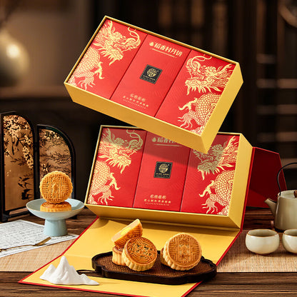 Mooncake Gift Box with Assorted Flavors Mid-Autumn Festival Pastry Gift
