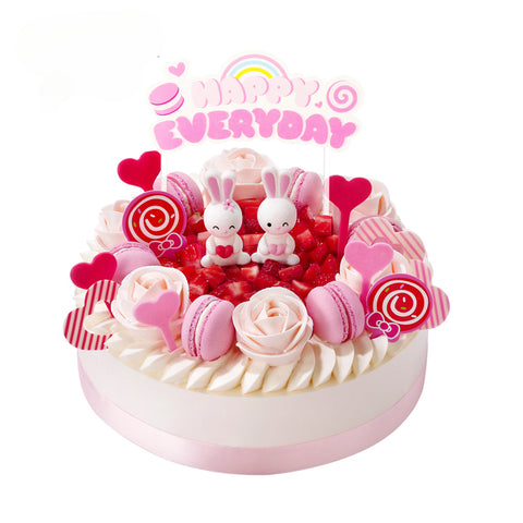 Bunny's Sweet Garden Cream Birthday Cake