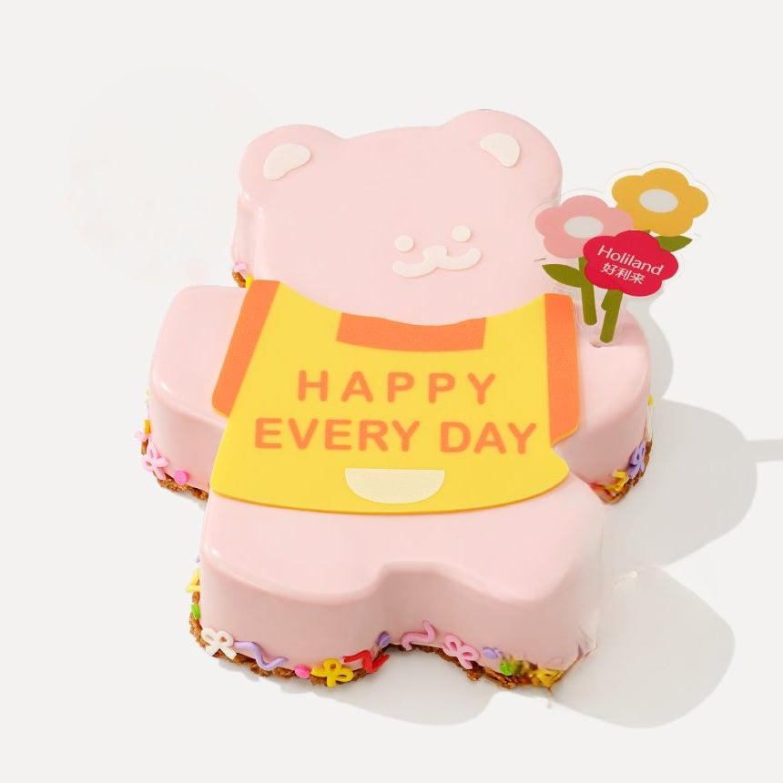 Choco-Berry Bear Cream Birthday Cake