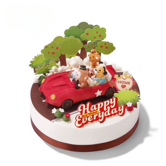 Little Explorer Cream Birthday Cake