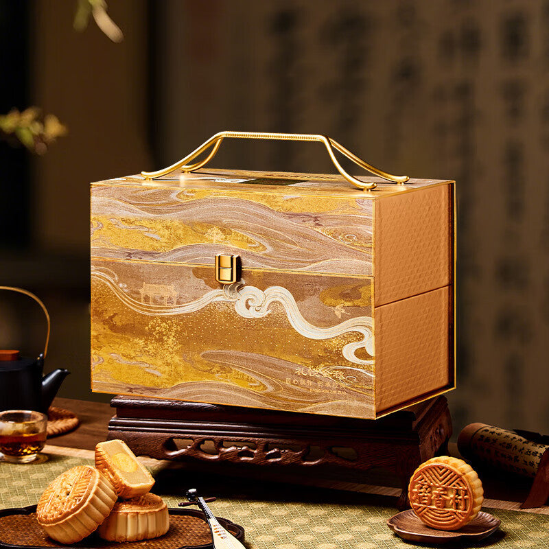 Mooncake Gift Box with Assorted Flavors Mid-Autumn Festival Pastry Gift