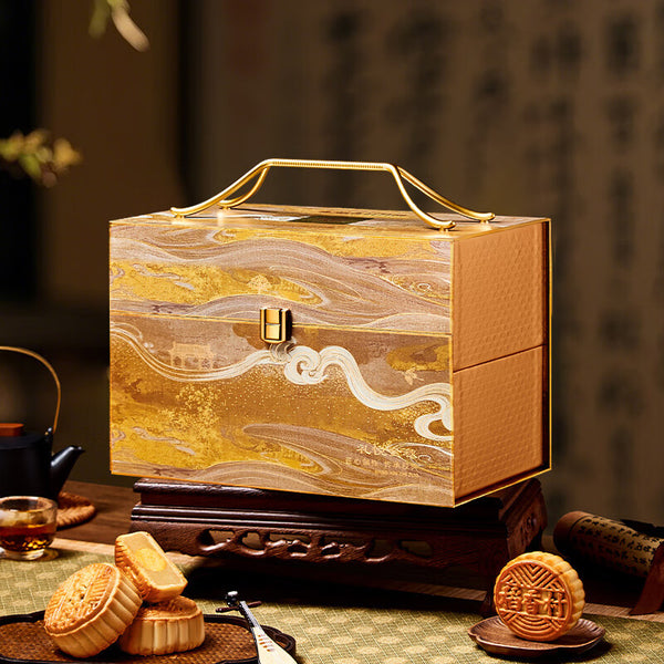 Mooncake Gift Box with Assorted Flavors Mid-Autumn Festival Pastry Gift