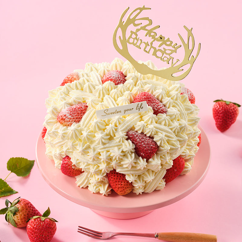 Strawberry Snowdrift Birthday Cake