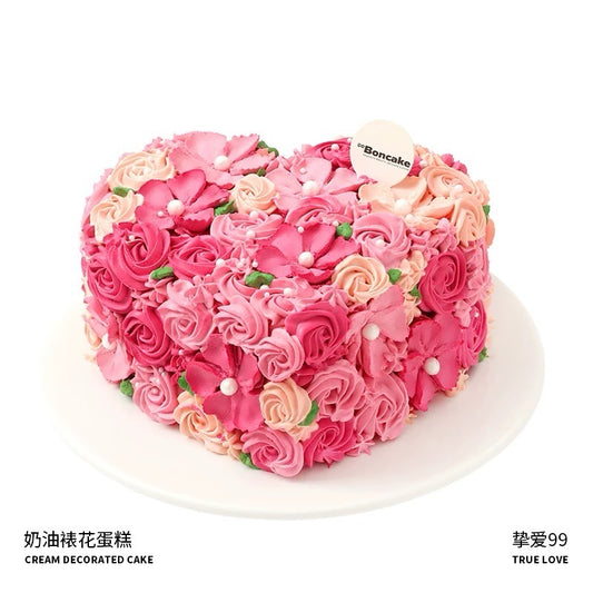 True Love Flower Heart Cake 6"