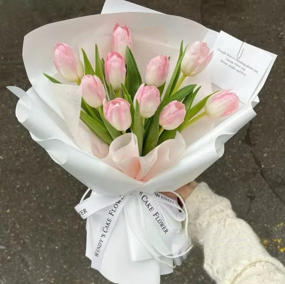 I Miss You ( 9 Pink tulips)