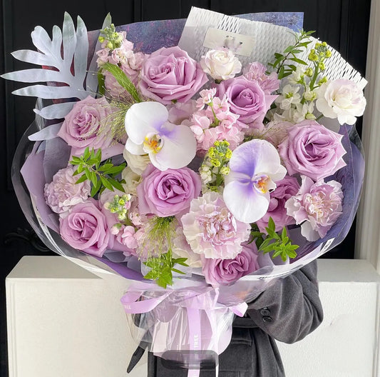 Lavender Symphony Bouquet - Rose, Orchid, Platycodon
