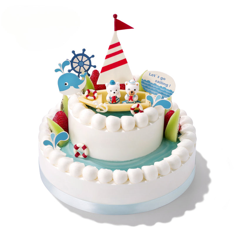 Bon Voyage Double Layer Cream Cake