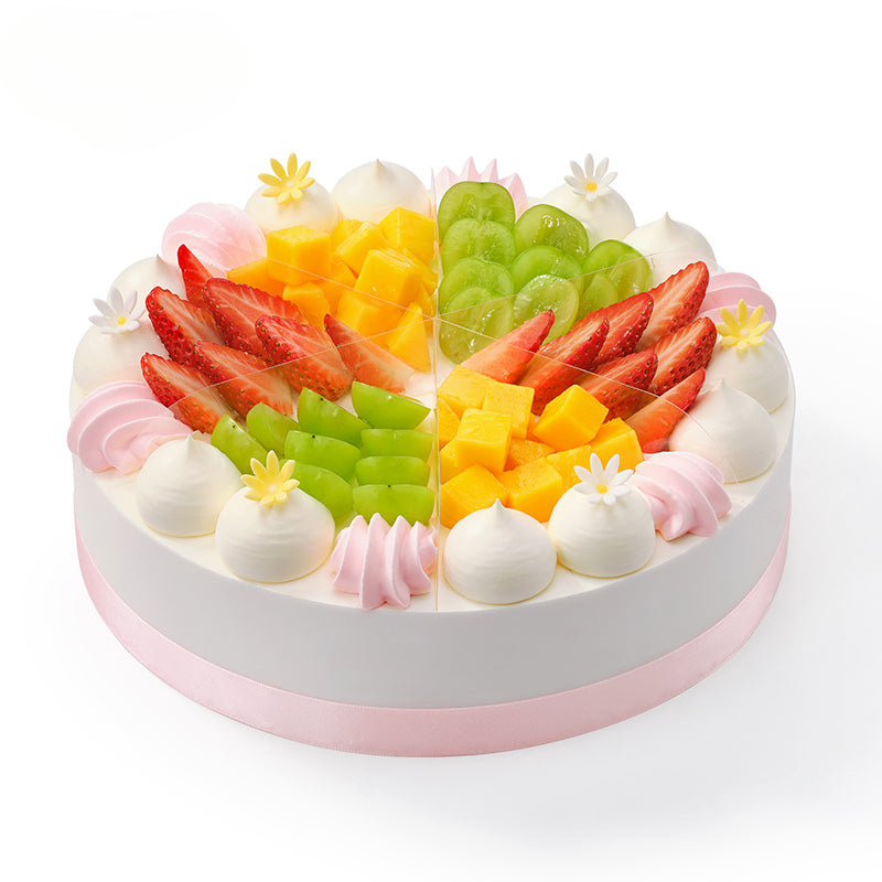 Colorful Fruit Medley Cream Birthday Cake