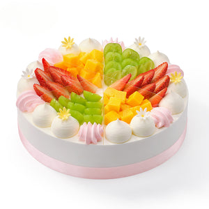 Colorful Fruit Medley Cream Birthday Cake
