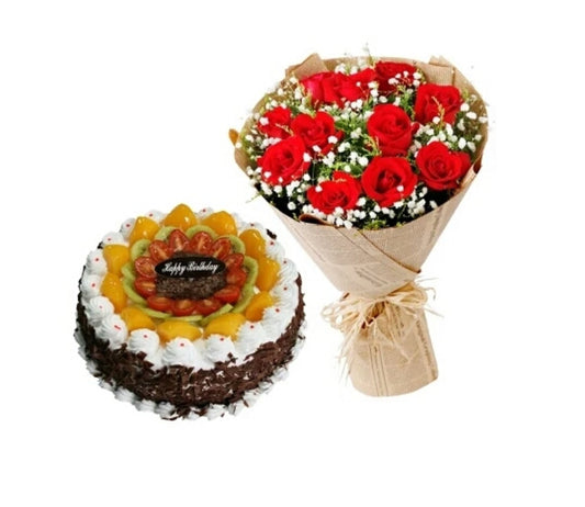 Flat peach birthday 8-inch cake