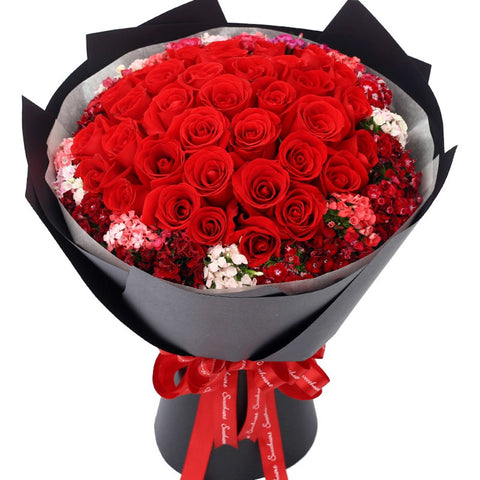 Love You More and More Every Day(33 high-quality red roses with righ)