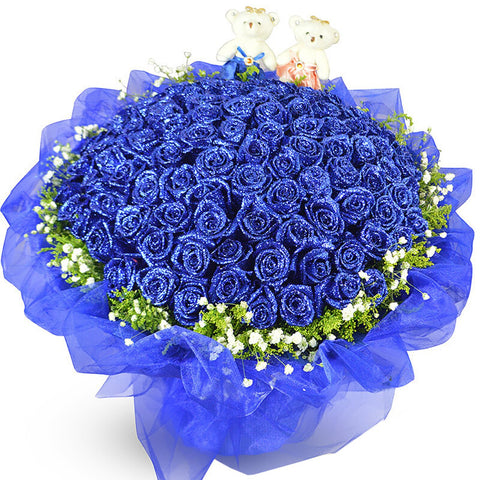 Stunned(
99 blue roses)