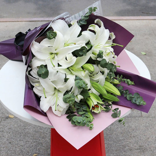 Life with you(
5 long white lilies)