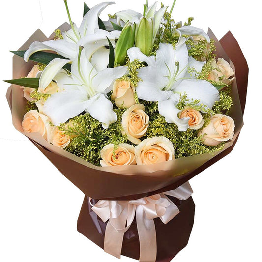 Warm sun(
19 champagne roses)