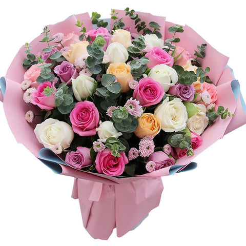 Colorful love(
7 pink roses-