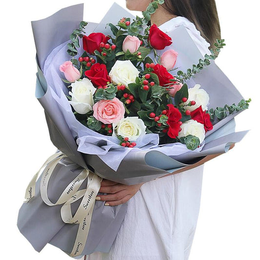 Yoyo my heart(6 red roses 5 white roses 5 Diana) (4529546920047)