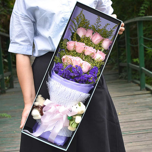 Like feeling(11 Diana pink roses) (4529546756207)