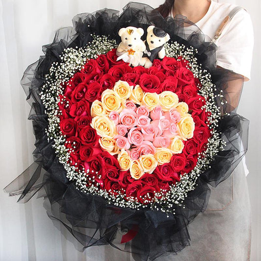 Love you all my life(
99 mixed roses)