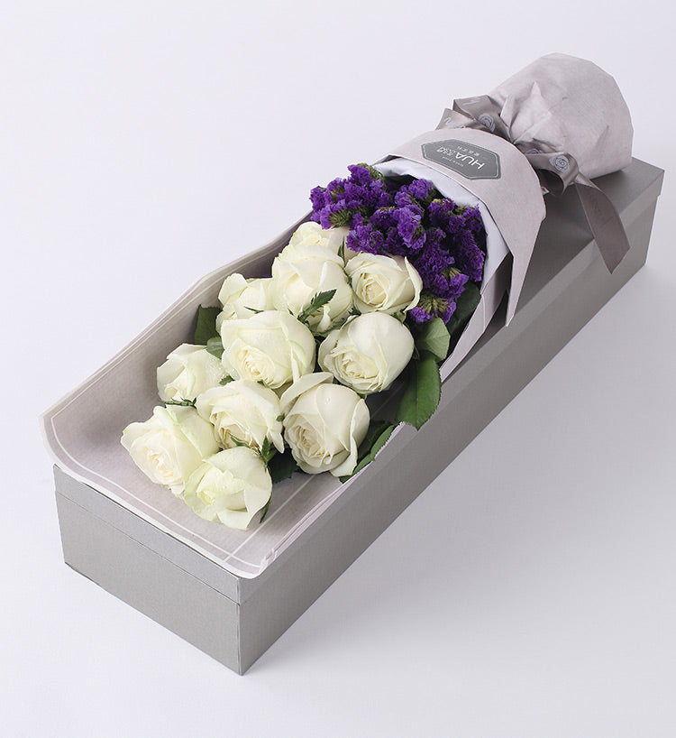 11 White Rose with Lavender Decoration to China