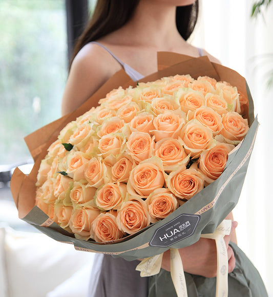 Champagne Rose x 66 Bouquet to China (1914669301860)