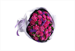 33 purple red Carnations to China