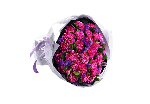 33 purple red Carnations to China