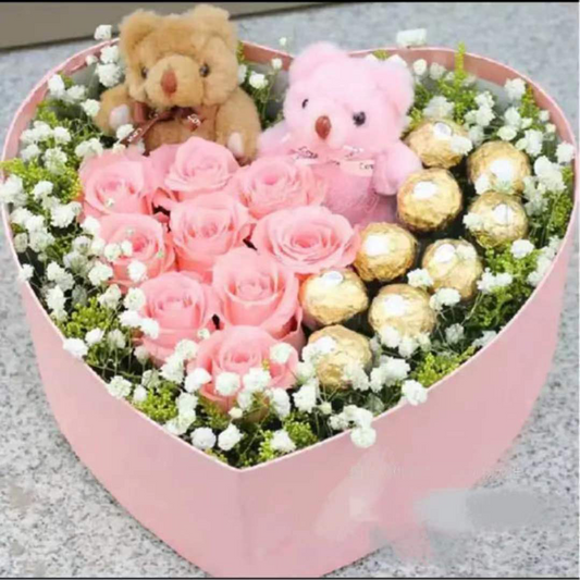 Christmas Gift Box (Rose+ Chocolate+Bears doll)