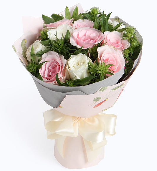 6 Pink lady pink rose and 6 white rose to China (2306770567268)