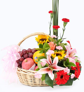 Fruit & Flowers Gift Basket to China-1 day advance booking required