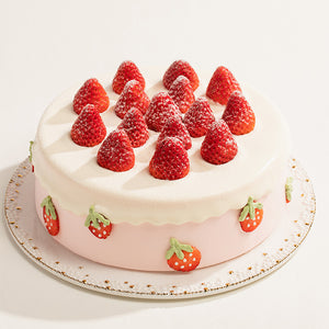 Snow Top Strawberry Story Birthday Cake