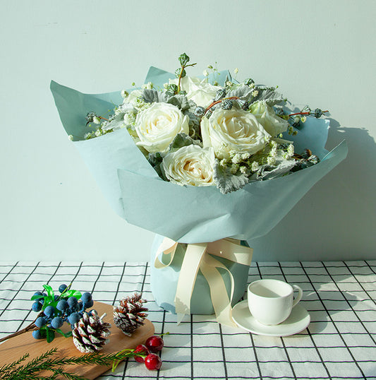 9 white Roses to China (2306422014052)