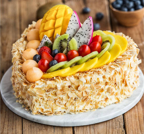Heart Shape Cream Cake with Fruits & Nuts