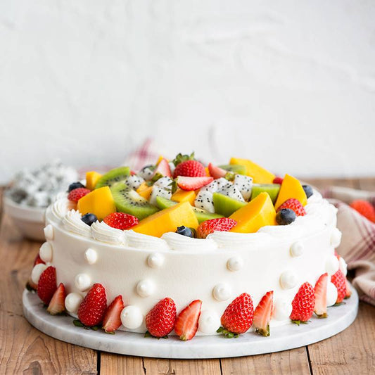 Round Birthday Fruit Cake to China (1913597198436)